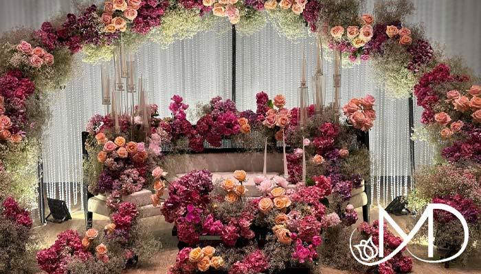 The place of the bride and groom